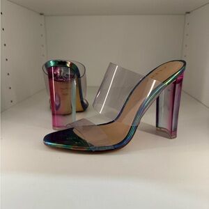 Aldo Multicolor Iridescent Heels with Clear Straps